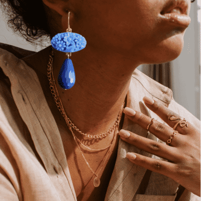 Blue glass hot sale drop earrings